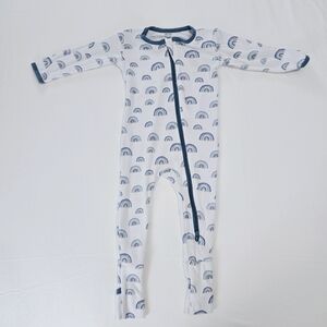 Dreamland Baby Blue Rainbow Print Bamboo Sleeper Zippy Footie Pajamas 12-18M